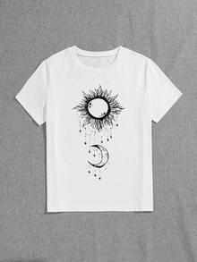 SHEIN Essnce 印花短袖t卹 - 白色 - 查看 3