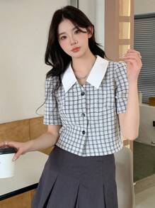 DAZY 格子圖案短袖襯衫