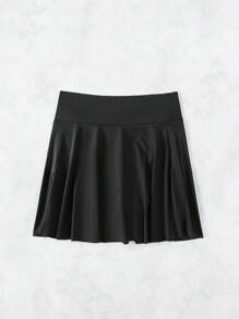 SHEIN Swim Màu thuần Bơi Với Thắt lưng rộng Liên hoan âm nhạc - màu đen - Xem 5