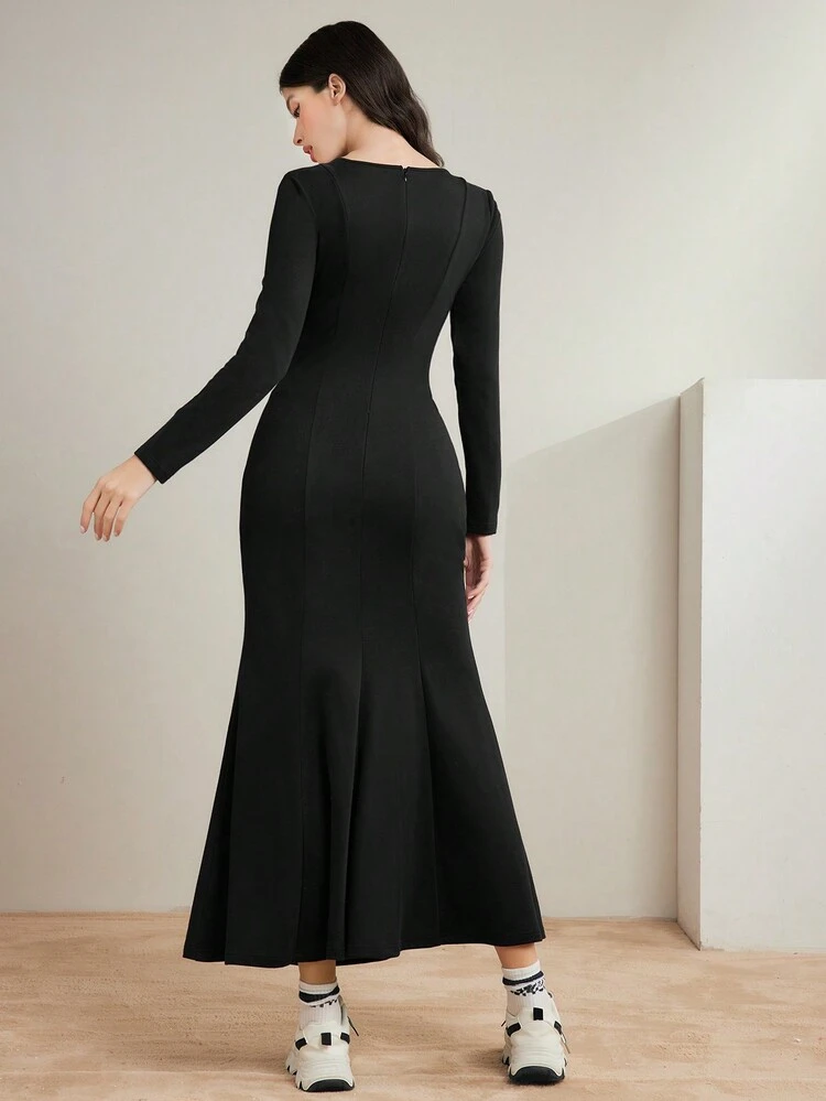 Letter Embroidery Mermaid Hem Dress