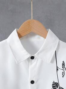 青少年男生的玫瑰花和口號印花短袖襯衫 - 彩色 - 查看 5