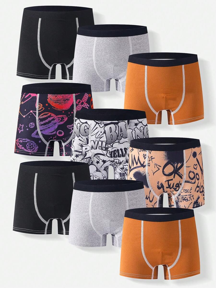 Young Boy Astronaut Printed Colorful Street Style Underwear Pack - Multicolor - View 1