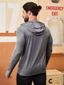Manfinity Sport Corelite 男士連帽抽繩運動夾克 - 深灰色 - 查看 2