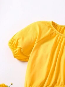 SHEIN 幼兒女孩波西米亞風格燈籠袖上衣和條紋喇叭褲兩件套 - 彩色 - 查看 5