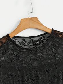 SHEIN 孕婦蕾絲拼接長袖裙 - 黑色 - 查看 6