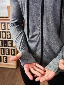 Manfinity Sport Corelite 男士連帽抽繩運動夾克 - 深灰色 - 查看 4