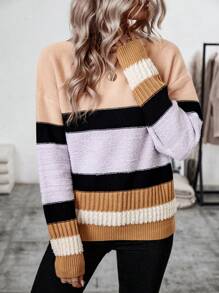 SHEIN LUNE Suéter De Hombro Caído Con Color Contrastante Para Mujer