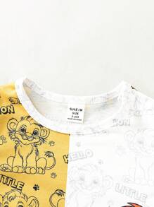 男嬰休閒可愛有趣獅子印花連身衣 - 黃色 - 查看 5