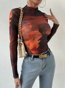 Chiquease Ladies' Stand Collar Tie Dye Top