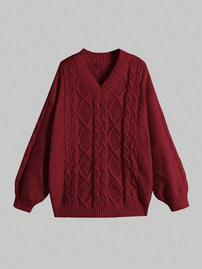 Kawaii Jersey de mujer con cuello en V, hombros caídos y mangas largas, top de manga larga