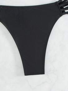 SHEIN Swim Summer Beach Cutout Side Swim Bottom - Black - View 3