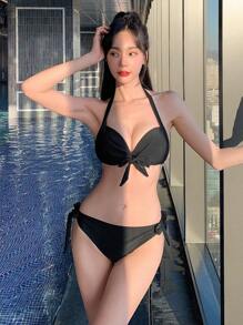 DAZY Twist Halter Neck Bikini Set Summer,Beach Women Outfits,Tankini Bathing Suit