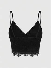 ROMWE Hippie 女士絲絨貼身背心，印有月亮和星星圖案 - 黑色 - 查看 4