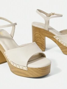 Styleloop Women's High Heeled Sandals - Beige - View 5