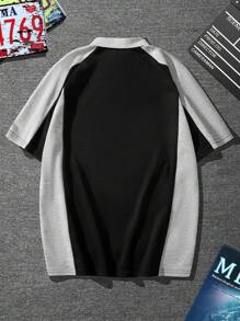 Manfinity Sporsity Camisa Polo Suelta Para Hombres Con Manga Raglán Y Estampado De Letras