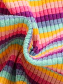 SHEIN Em bé Cô gái Dễ thương Sọc Chi tiết thêu Tay áo dài Áo - Hồng - Xem 3