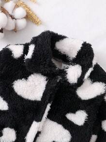 SHEIN Conjunto De 2 Piezas De Ropa De Casa Con Estampado De Corazones Para Bebé Niña - Negro - Ver 3