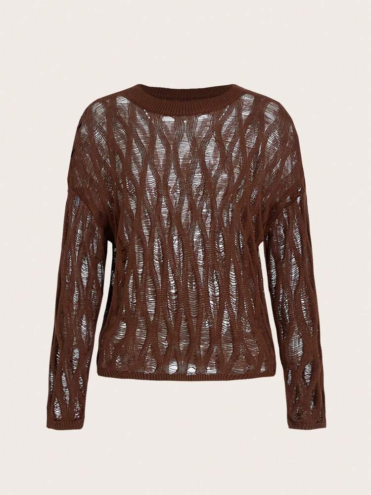 Holey Round Neck Sweater