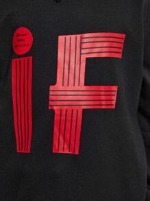 SHEIN 2 piezas Conjunto informal y cómodo para niño joven con sudadera de cuello redondo con estampado de letras y pantalón de felpa liso y acolchado - Multicolor - Ver 5