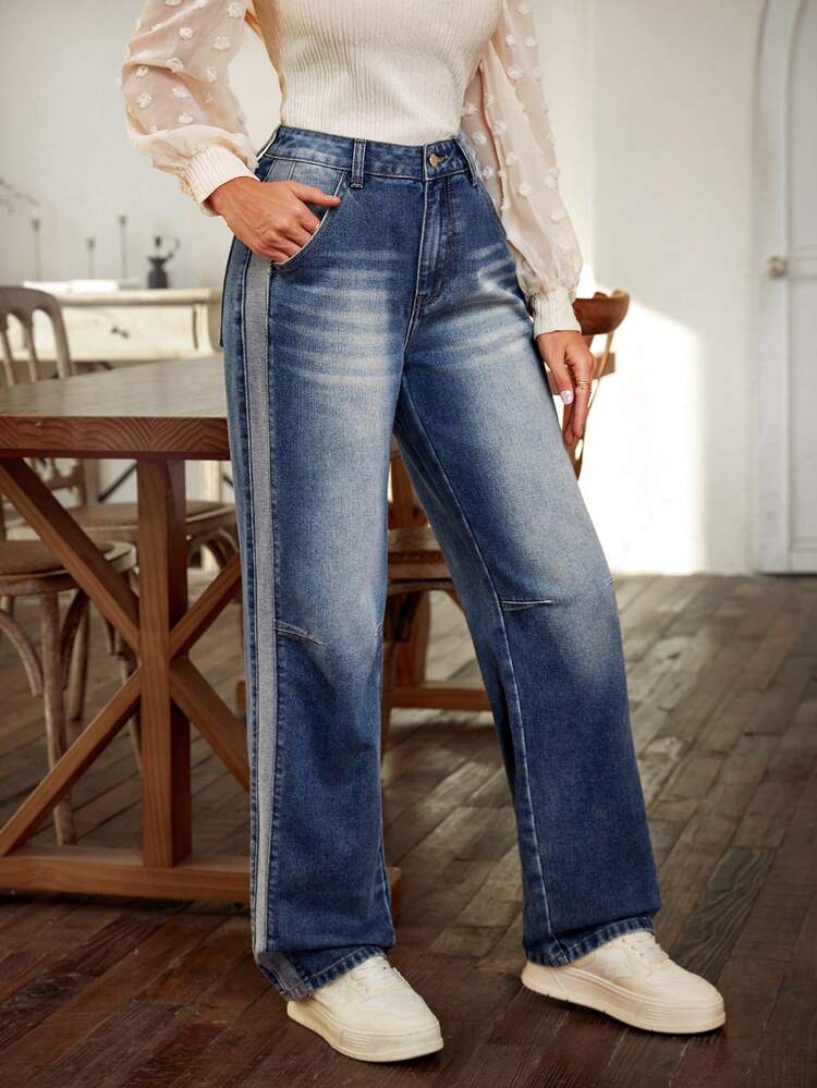 Washed Straight Leg Jeans