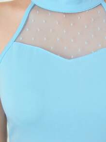 SHEIN Teen Girls' Mesh Splice Halterneck Midi Dress