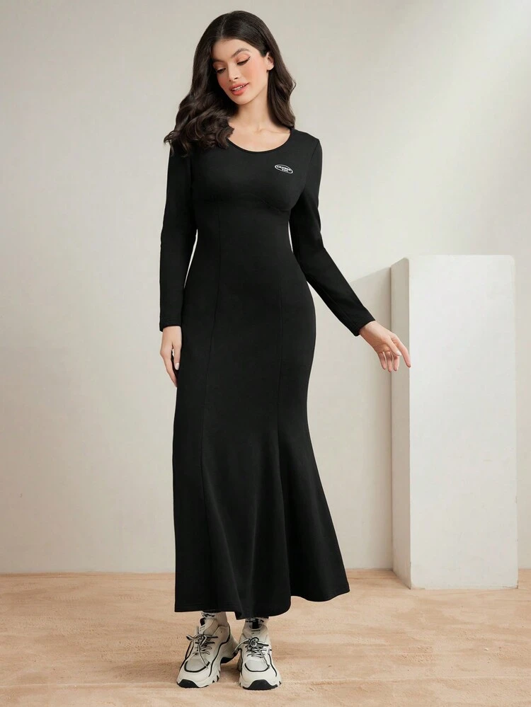 Letter Embroidery Mermaid Hem Dress