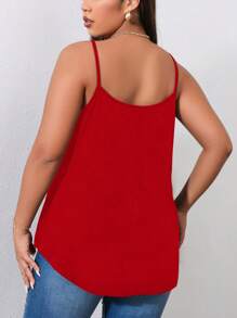 EMERY ROSE Top De Camisola De Color Sólido De Talla Grande - Rojo - Ver 2