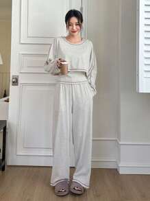 DAZY Women's Home Clothes Set (pajamas Or Lounge Wear) - Light Grey - View 1