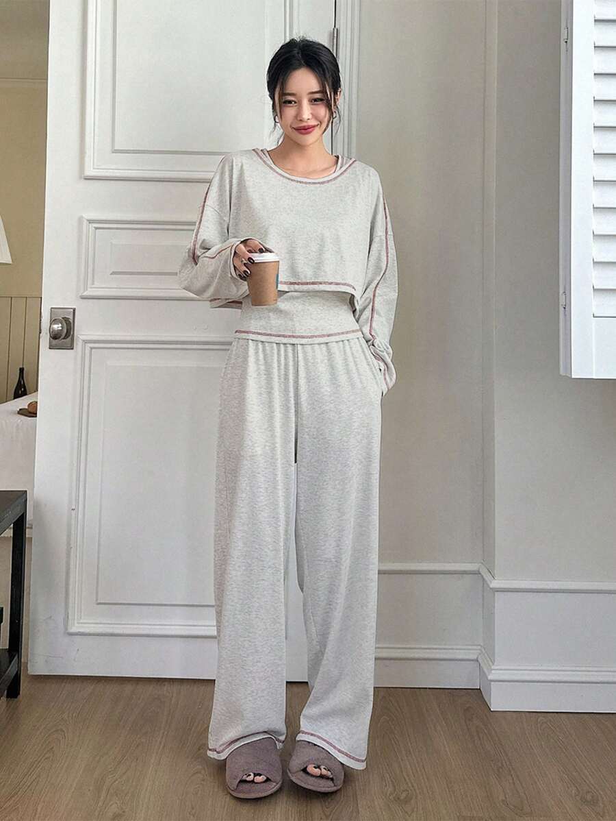 DAZY Women's Home Clothes Set (pajamas Or Lounge Wear) - Light Grey - View 1
