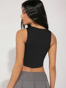 Hauture Colorblock Grommet Lace Up Crop Tank Top - Multicolor - View 2