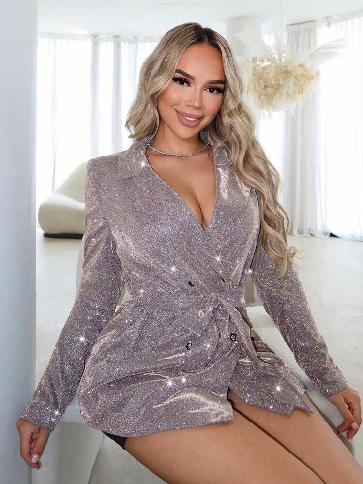 Women'S Shiny Wrap Regular Fit Coat Birthday Spring Women Clothes Valentine Day Bachelorette Party
