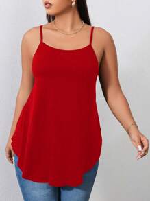 EMERY ROSE Top De Camisola De Color Sólido De Talla Grande - Rojo - Ver 3