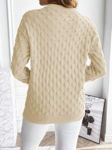 SHEIN Essnce Solid Drop Shoulder Sweater - Apricot - View 2
