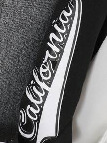 SHEIN 少女字母和泰迪棒球夾克 - 黑與白 - 查看 4