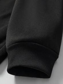 Maweii 大尺碼女士2入組口號印花圓領運動衫和運動褲 - 黑色 - 查看 3