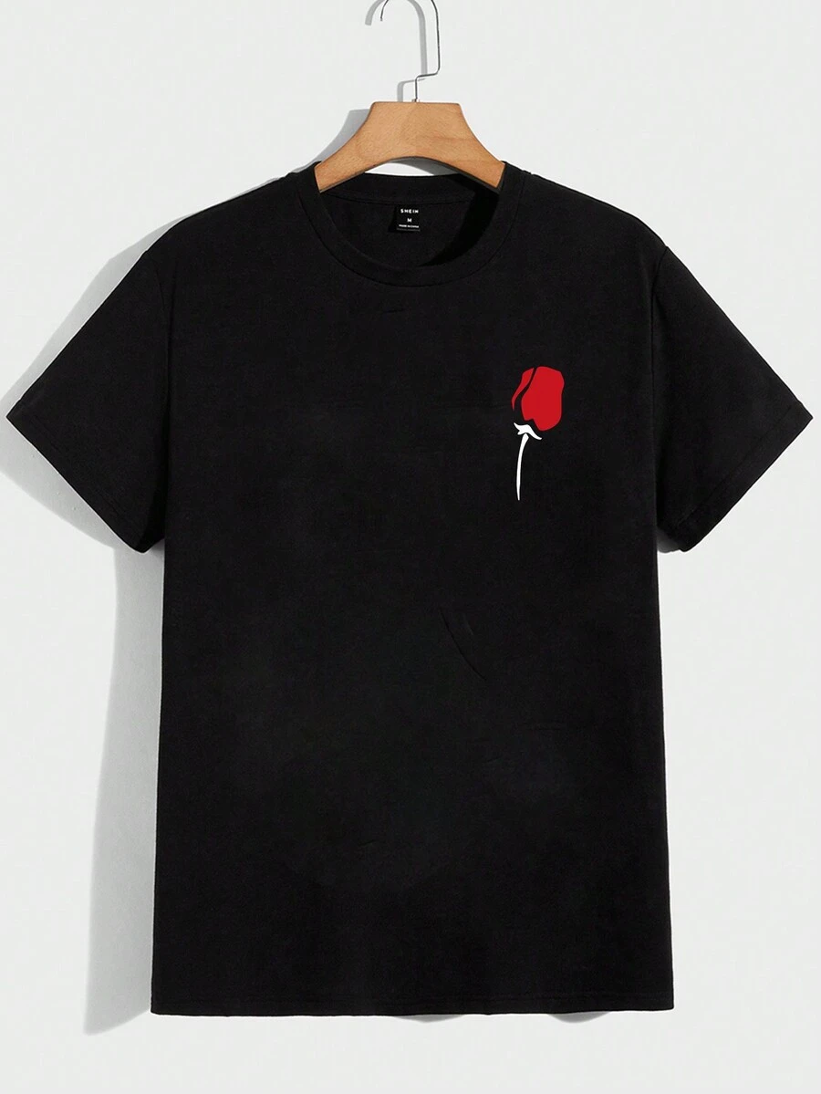 Manfinity Homme 男款玫瑰印花短袖t恤