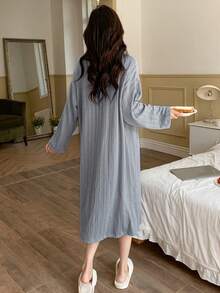 DAZY 女式睡裙,熊經織和字母圖案 - 灰色 - 查看 2