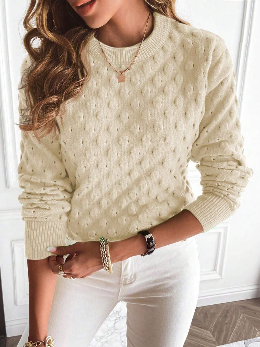 SHEIN Essnce Solid Drop Shoulder Sweater - Apricot - View 1