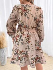 SHEIN Franclia 大尺碼花卉印花連身裙 - 粉色 - 查看 2