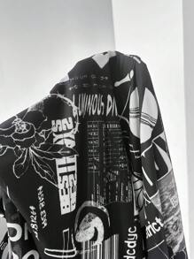 SHEIN EZwear Plus Size Printed Cami Dress - Black and White - View 6