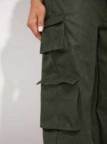 SHEIN Haute 女性貨物長褲 - 軍綠色 - 查看 6