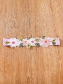 SHEIN Tween Girl Embroidered Flower Applique Puff Sleeve Mesh Overlay Dress