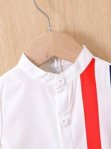 嬰兒男寶寶顏色積木條紋襯衫和短褲套裝 - 彩色 - 查看 3