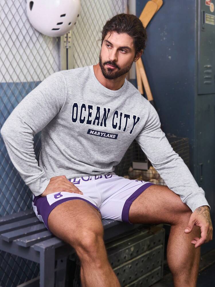 Men's Letter Printed Sport Sweatshirt Men Sweatshirt