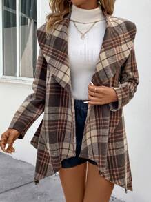 SHEIN LUNE 女式格子束帶大衣 - 彩色 - 查看 4