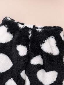 SHEIN Conjunto De 2 Piezas De Ropa De Casa Con Estampado De Corazones Para Bebé Niña - Negro - Ver 7