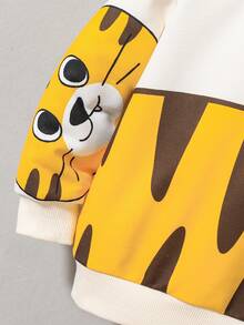 Dễ thương Và Thoải mái Phim hoạt hình động vật Mẫu Vòng cổ Áo nỉ Và Quần thể thao Bộ Đối với Con trai - Màu be - Xem 4