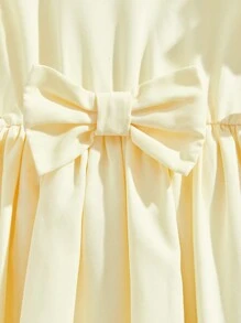 SHEIN Infant Girls' Cute Sleeveless Dress With Pale Yellow Bowknot & Lace Details