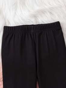 SHEIN Young Girl Leisure Leopard Patchwork People & Letter Print Sweatshirt And Leggings Set - Violet Purple - View 3