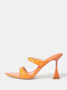 Của phụ nữ trái cam Sáng bóng chất liệu da PU Con la Giày cao gót Dép xăng đan , Đúng mốt Và Thoải mái - trái cam - Xem 2
